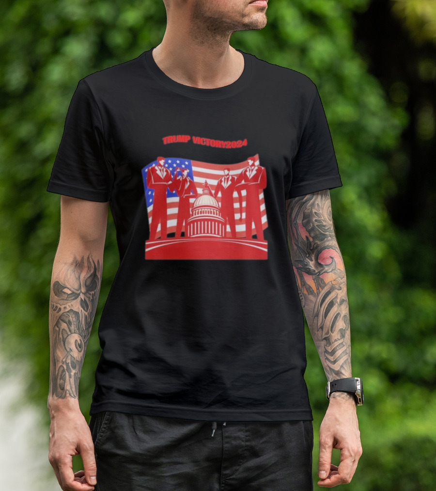 Trump Victory 2024 Patriotic Political American Flag Capitol T-Shirt
