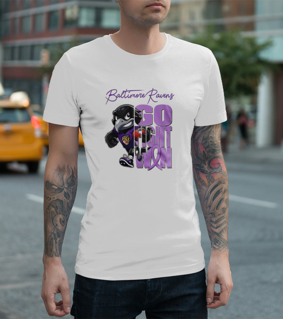 Baltimore Ravens Go Fight Win Pancreatic Cancer Awareness T-Shirt