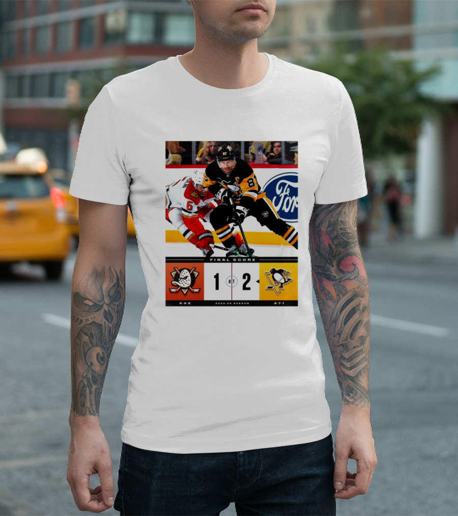 Pittsburgh Penguins 2-1 Victory Over Anaheim Ducks 2024-25 Season Final Score T-Shirt