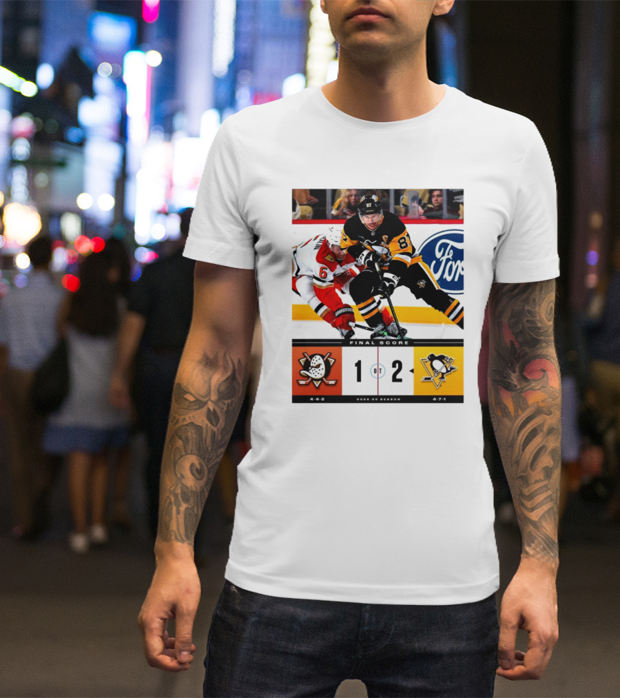 Pittsburgh Penguins 2-1 Victory Over Anaheim Ducks 2024-25 Season Final Score T-Shirt