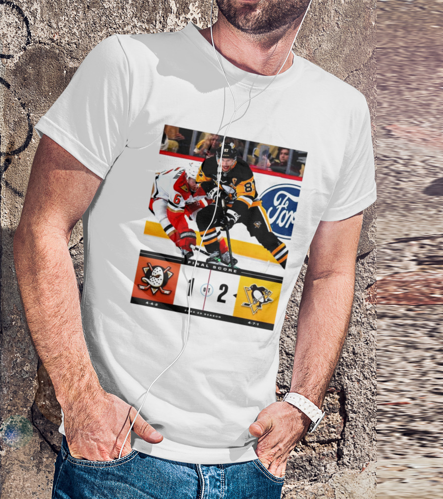 Pittsburgh Penguins 2-1 Victory Over Anaheim Ducks 2024-25 Season Final Score T-Shirt