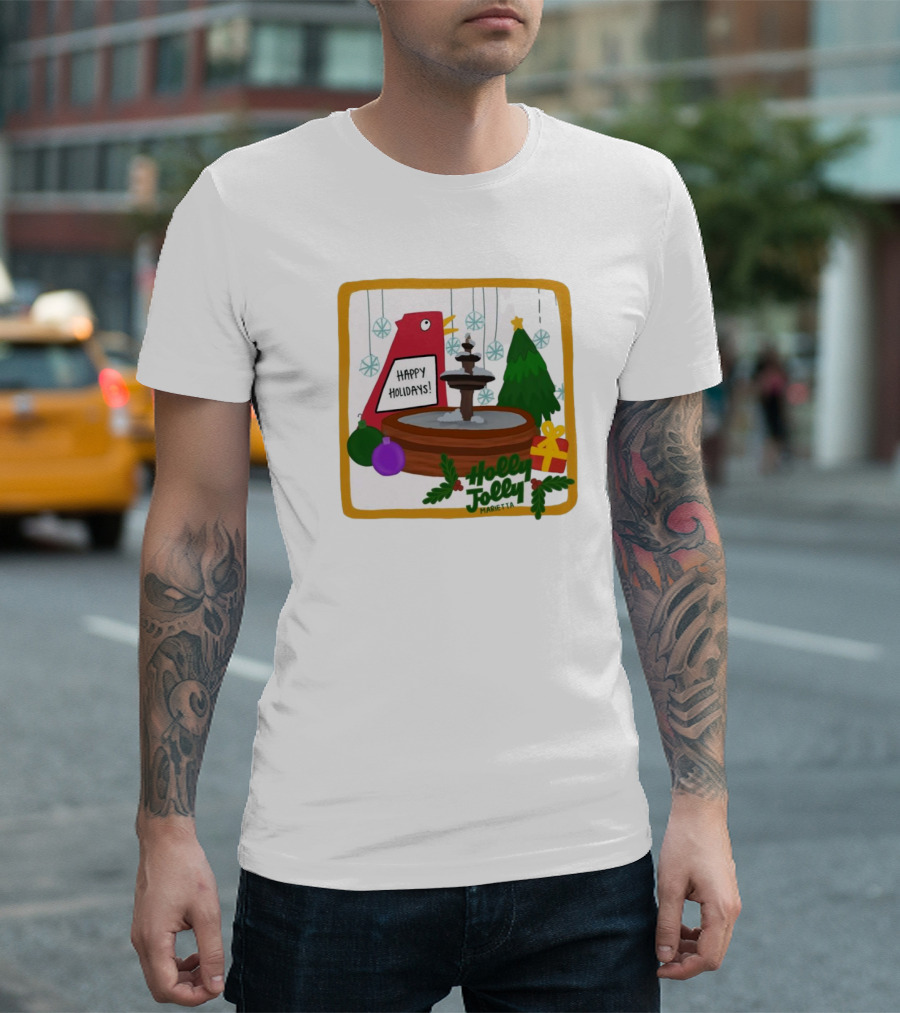 Happy Holidays Holly Jolly Marietta Merry Christmas 2024 Paint Festive Scene T-Shirt