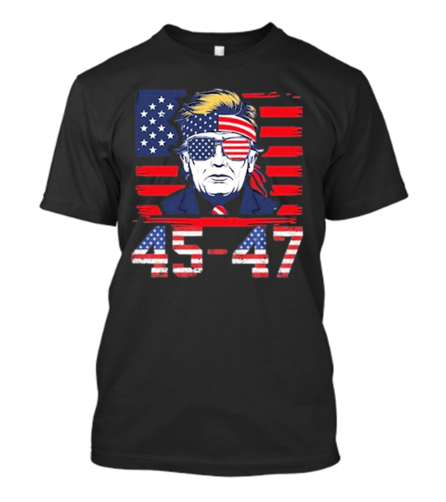 Donald Trump 2025 45 47 USA Flag Vintage Retro Funny T-Shirt