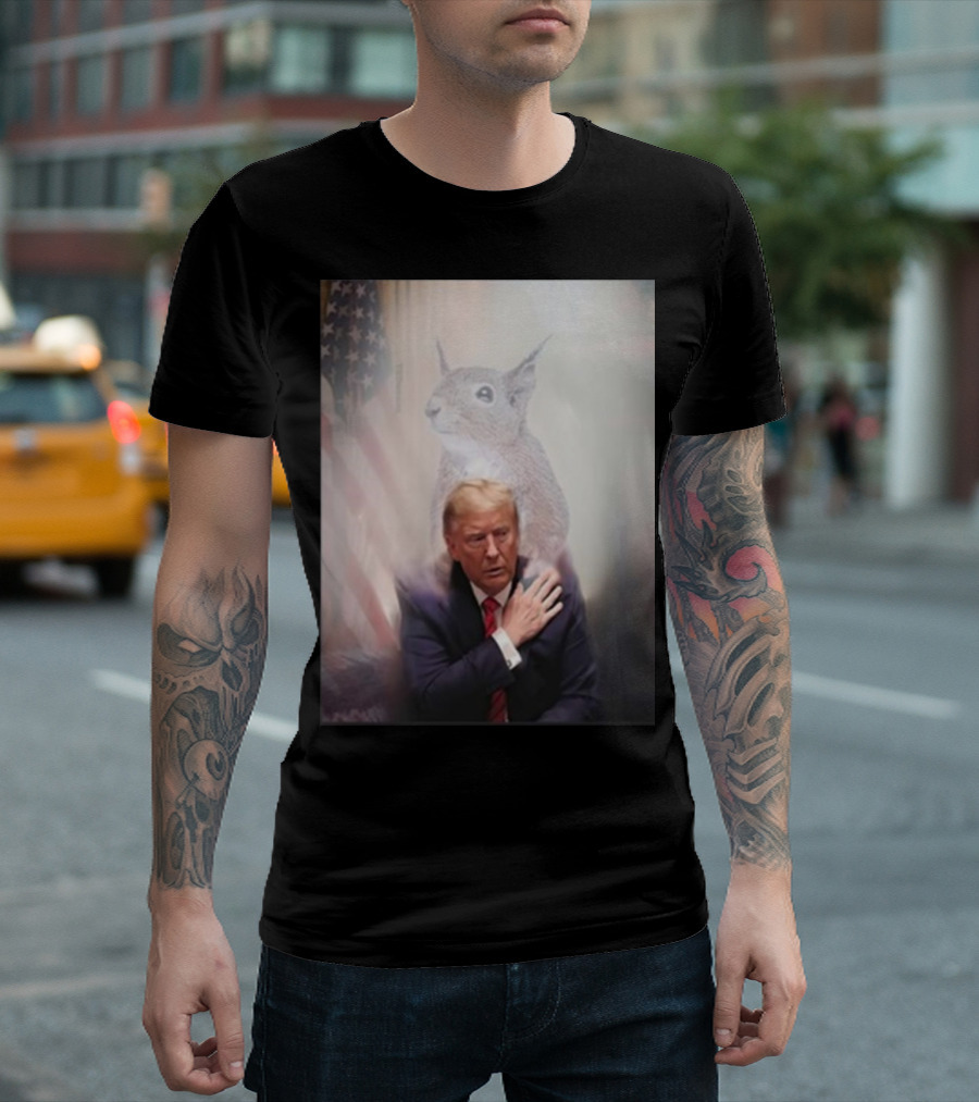 Peanut Walked So Donald Trump Could Run Squirrel and American Flag Reflection T-Shirt