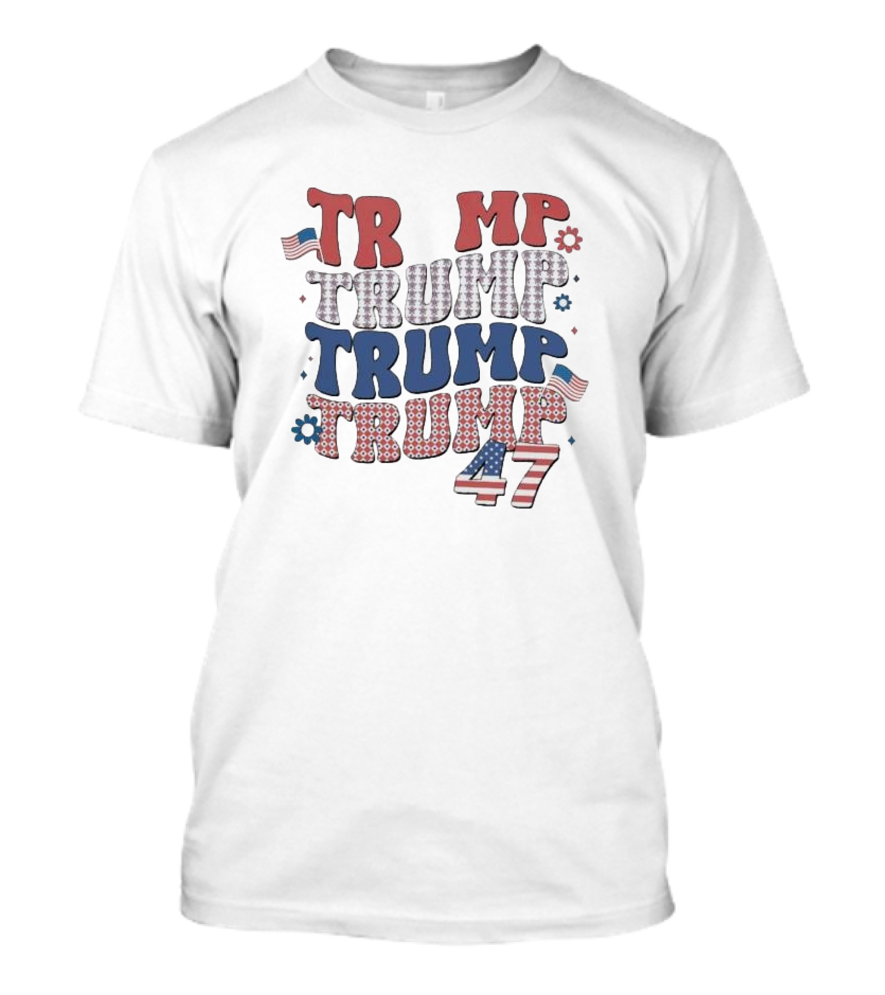 Trump 47 Groovy American Flag T-Shirt