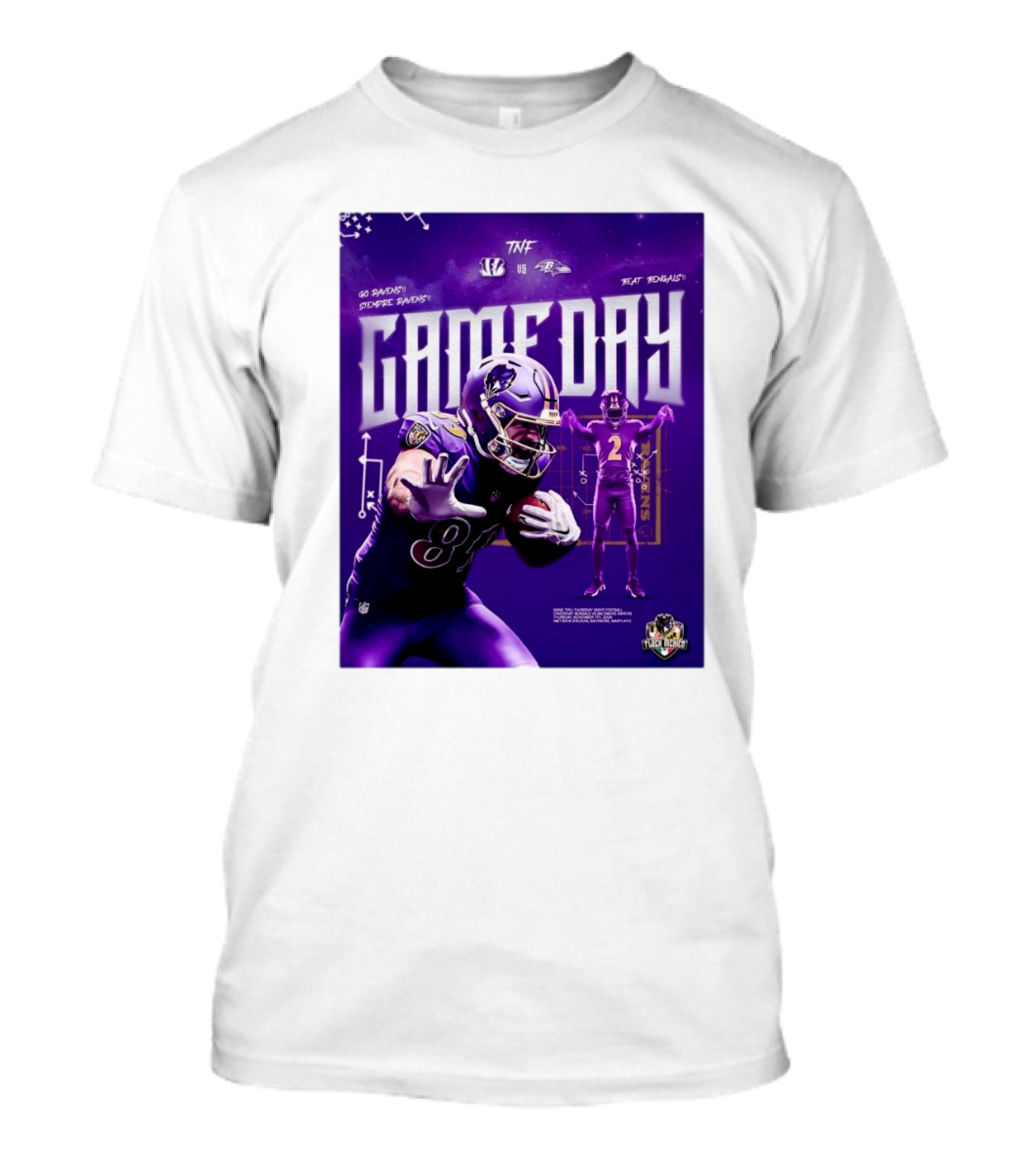 Gameday Baltimore Ravens NFL Go Ravens Siempre Ravens TNF Beat Bengals Thursday Night Football Nov 7 T-Shirt