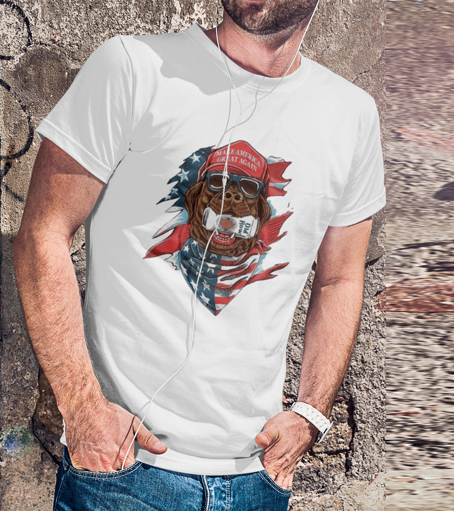 Make America Great Again Dog Old Row American Flag Bandana T-Shirt