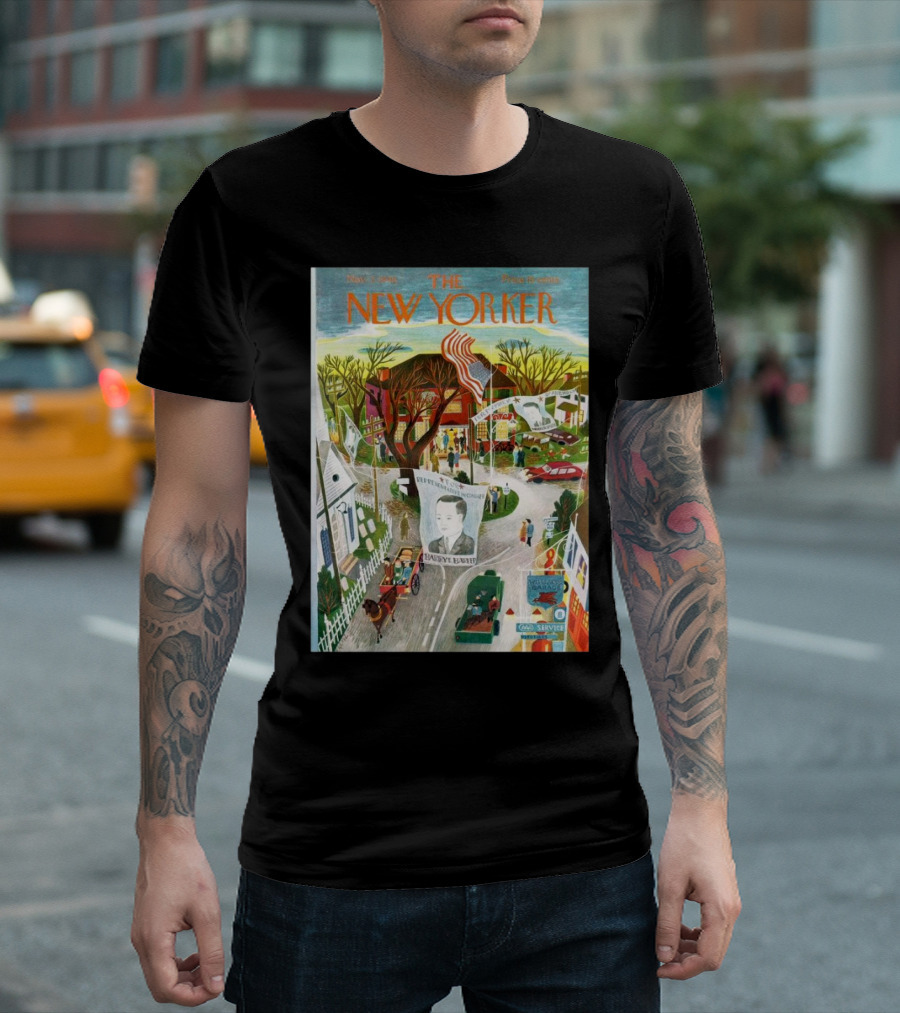 The New Yorker Nov 2 1946 Ilonka Karasz Parade Flags Street Scene T-Shirt