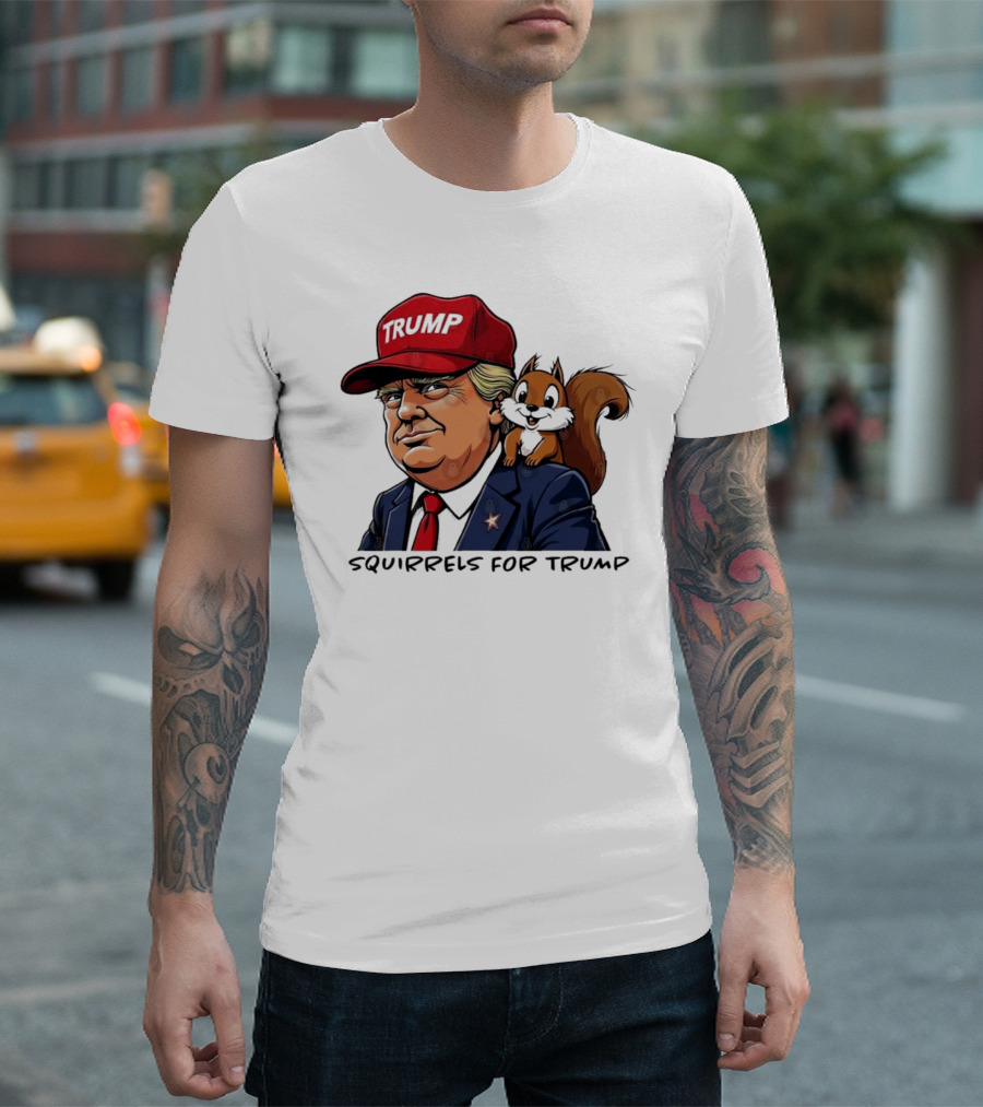 Squirrels for Trump Justice For Peanut Trump Cartoon with Squirrel T-Shirt