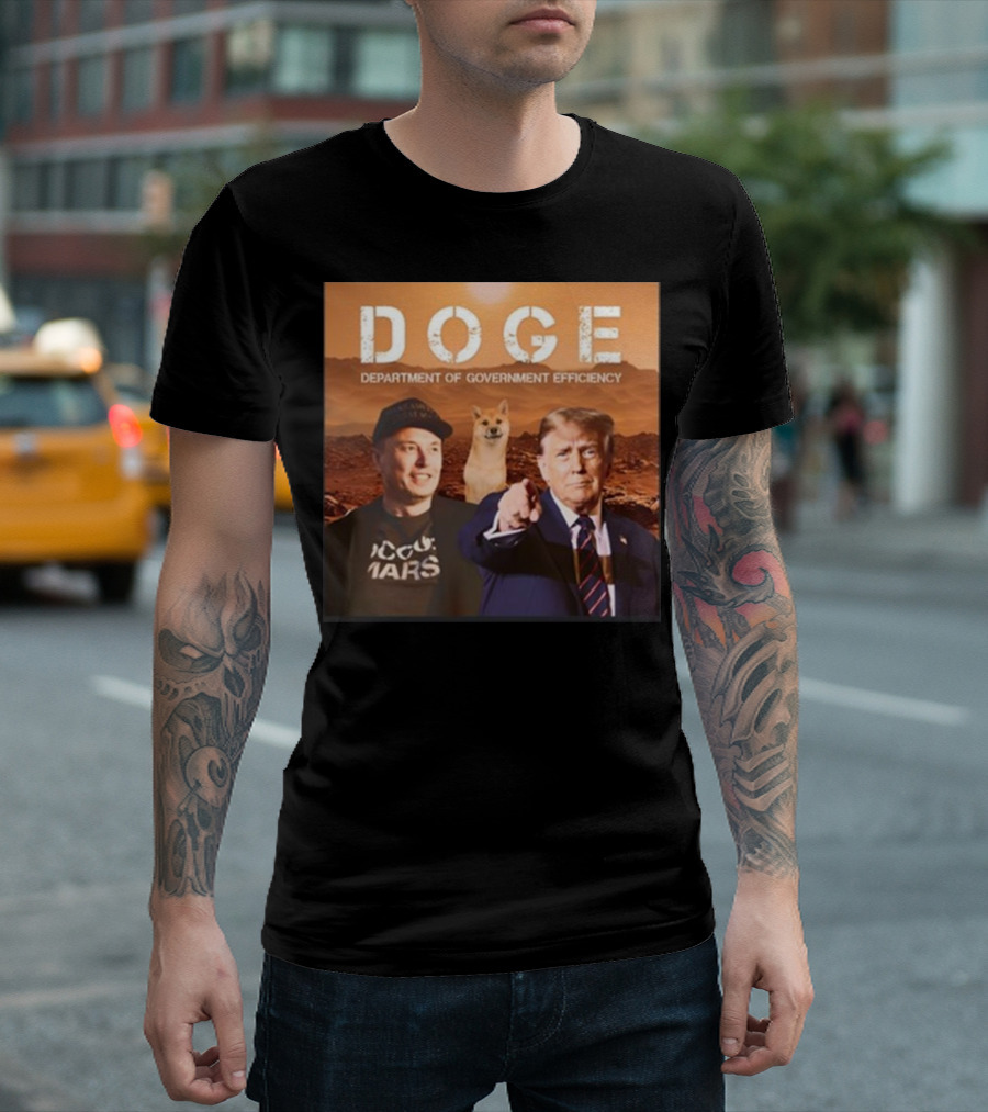 Donald Trump Elon Musk Doge Department Of Government Efficiency Mars T-Shirt