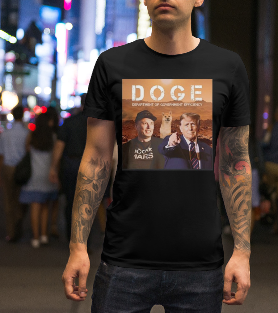 Donald Trump Elon Musk Doge Department Of Government Efficiency Mars T-Shirt