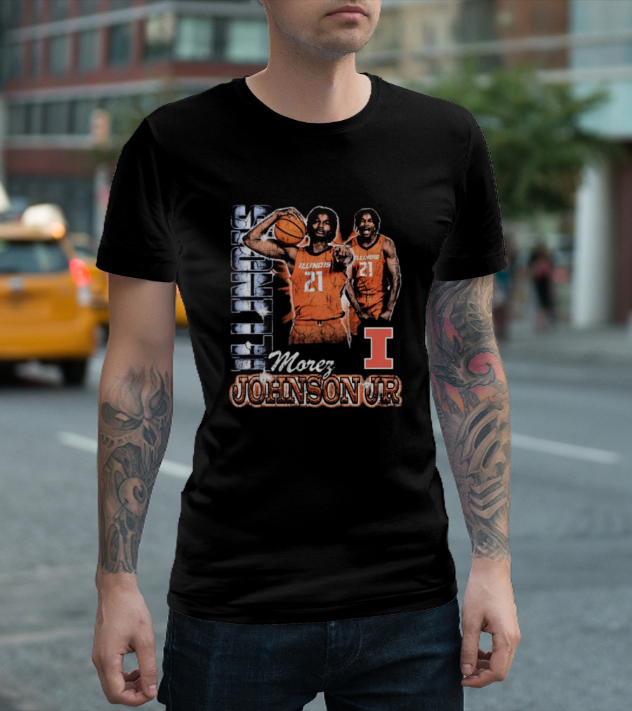 Illinois Fighting Illini Morez Johnson Jr Basketball Retro 90s T-Shirt