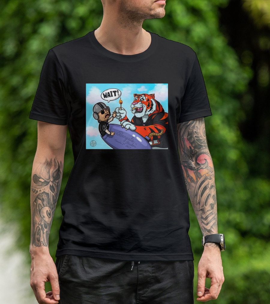 WAIT NFL Cincinnati Bengals Vs Las Vegas Raiders November 3rd 2024 Tiger And Bomb T-Shirt