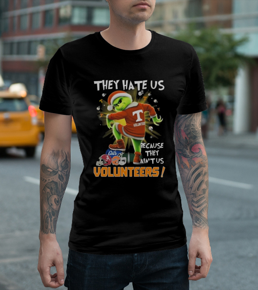 The Grinch Tennessee Volunteers They Hate Us Because They Ain't Us Christmas 2024 Football Rivalry T-Shirt