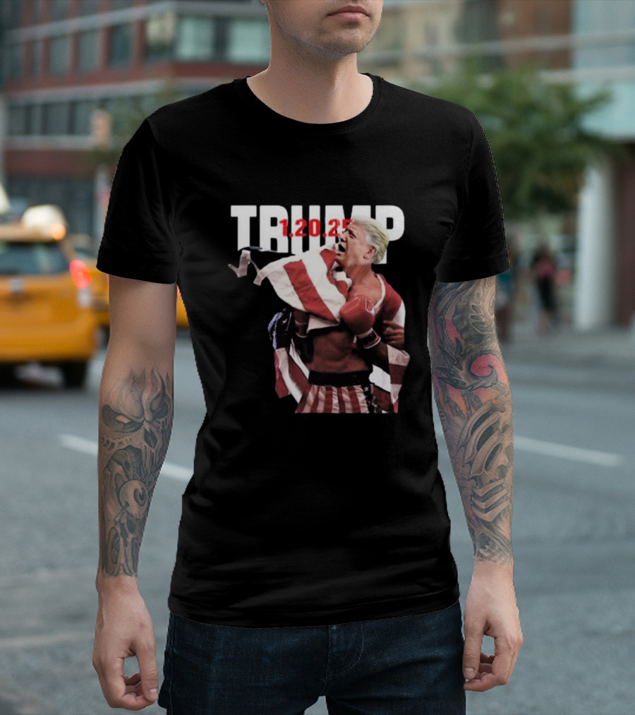 Trump 1.20.25 Boxing American Flag Rocky Style 47th President T-Shirt