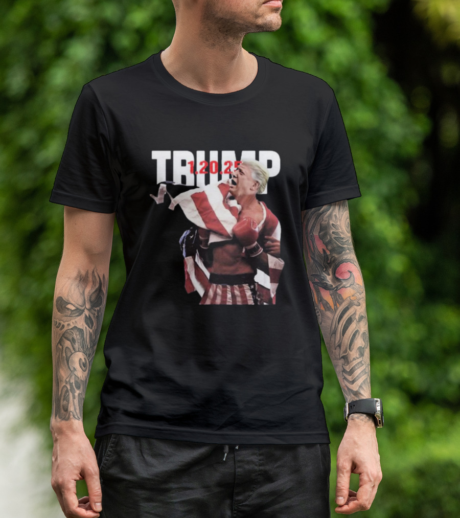 Trump 1.20.25 Boxing American Flag Rocky Style 47th President T-Shirt