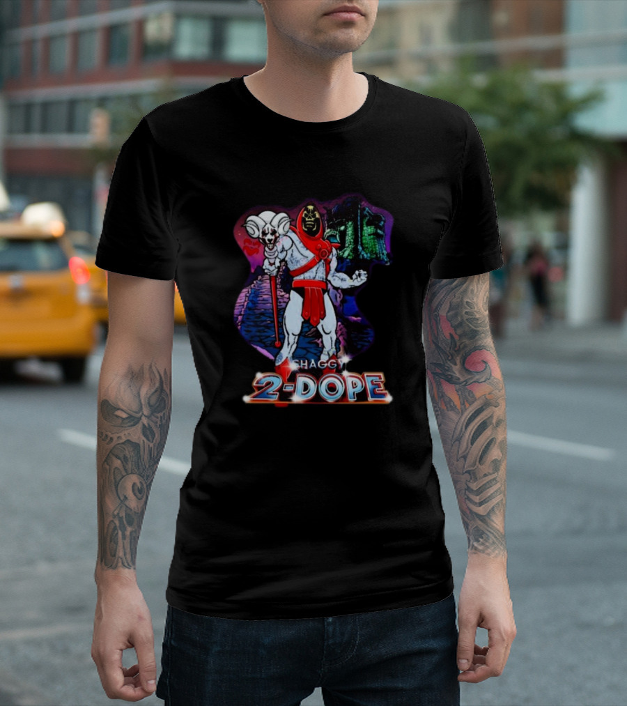 Shaggy 2 Dope Skeletor Mashup With Vintage Castle Background T-Shirt