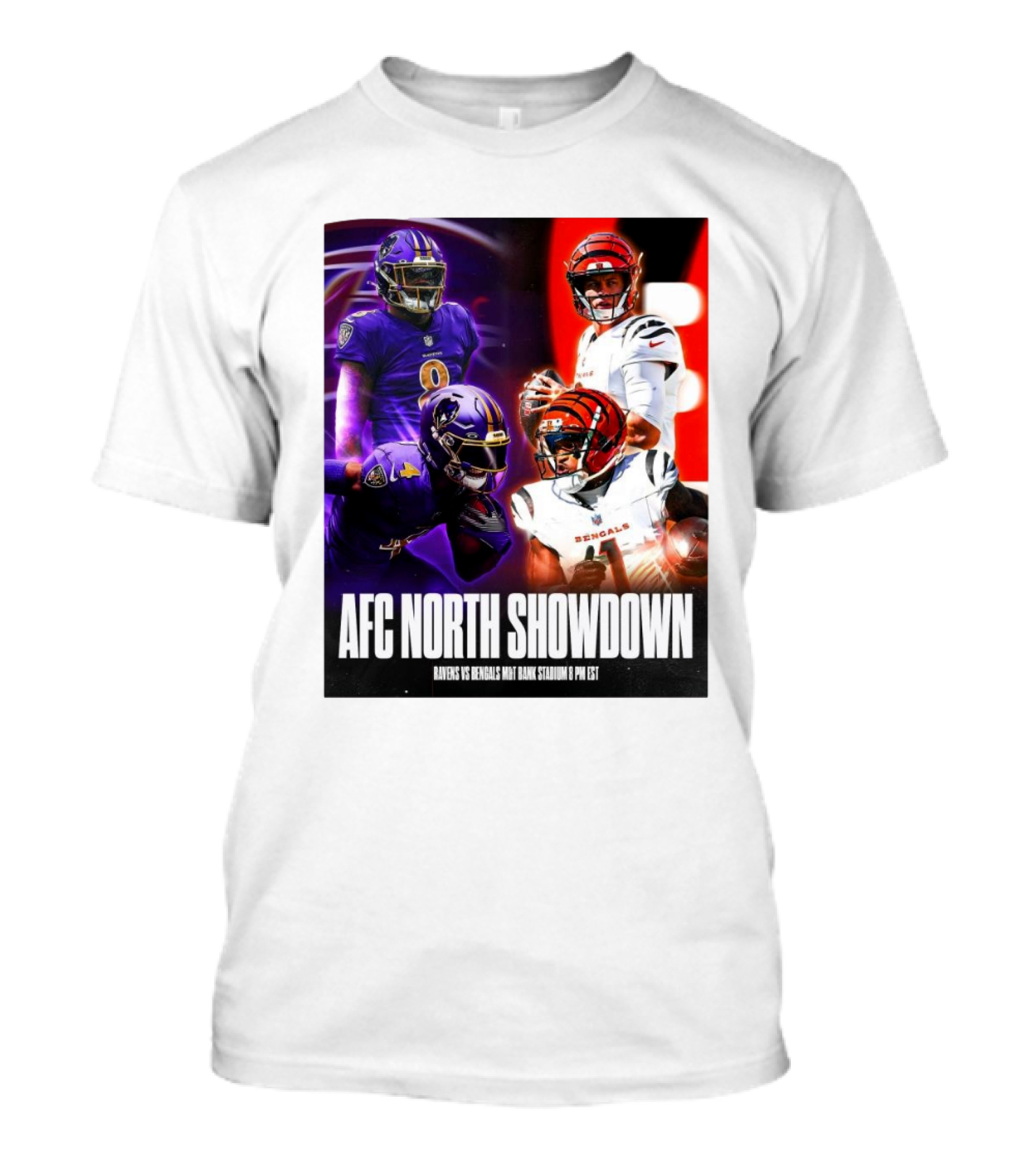 AFC North Showdown Ravens Vs Bengals M&T Bank Stadium 8 PM EST T-Shirt