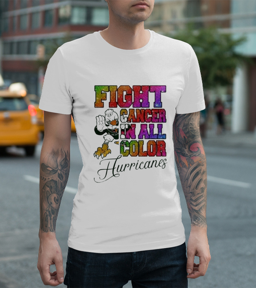 Miami Hurricanes Fight Cancer In All Color T-Shirt