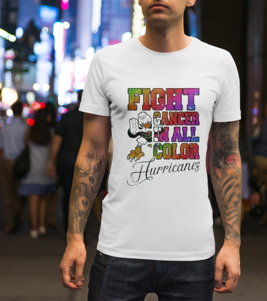 Miami Hurricanes Fight Cancer In All Color T-Shirt