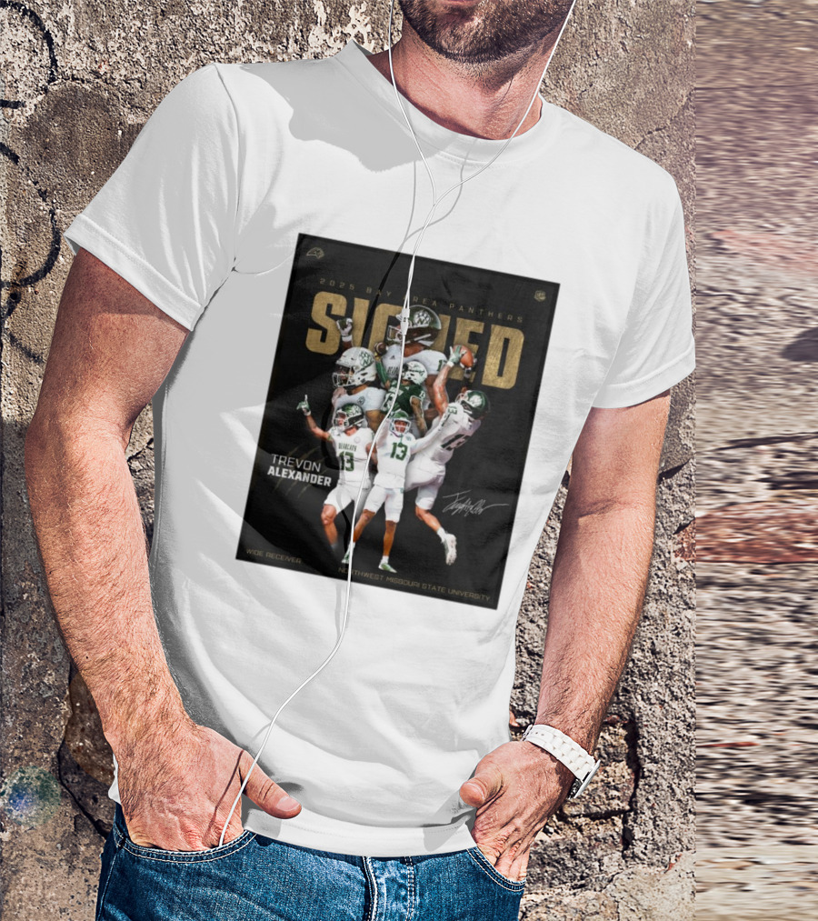 2025 Bay Area Panthers Signed Trevon Alexander Northwest Missouri State University Wide Receiver T-Shirt