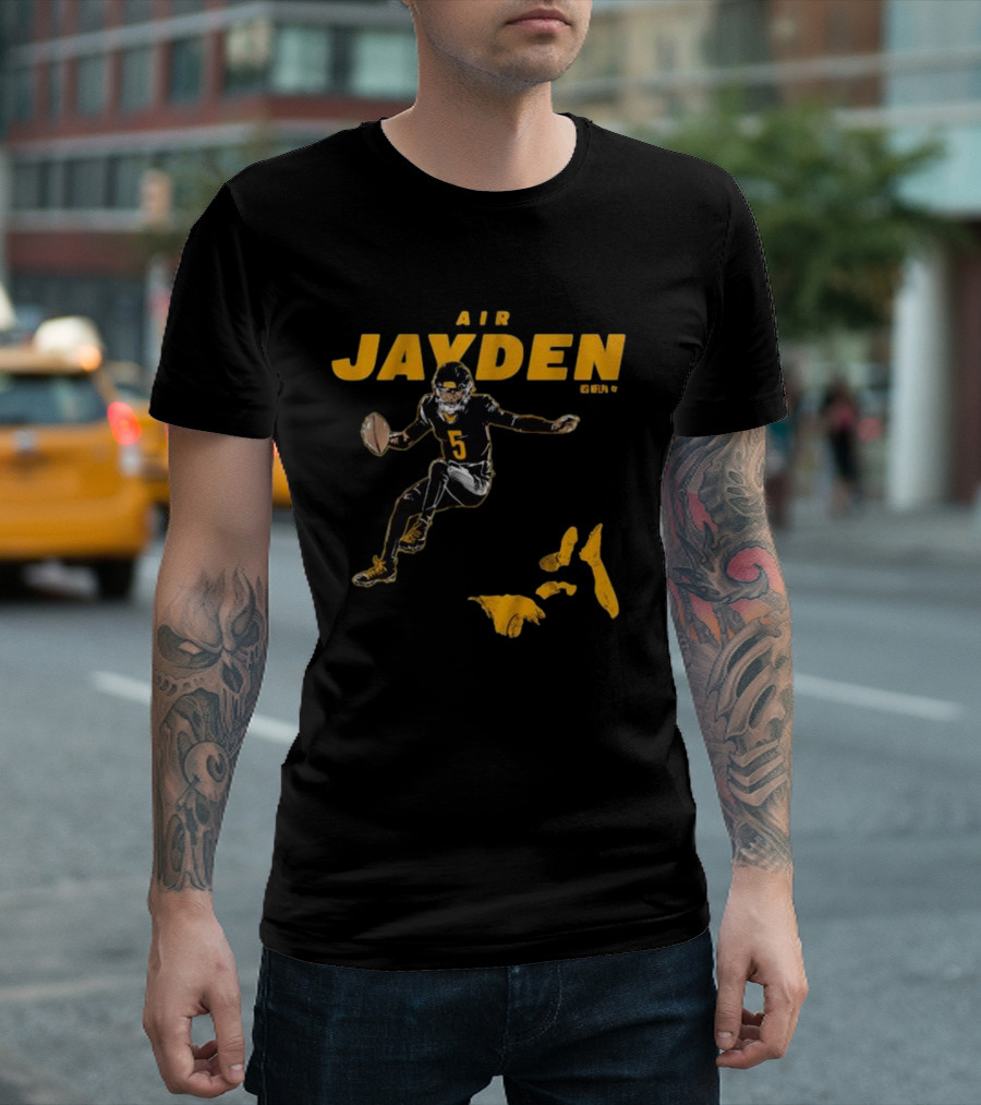 Air Jayden NFL Football Number 5 Jumping Action T-Shirt