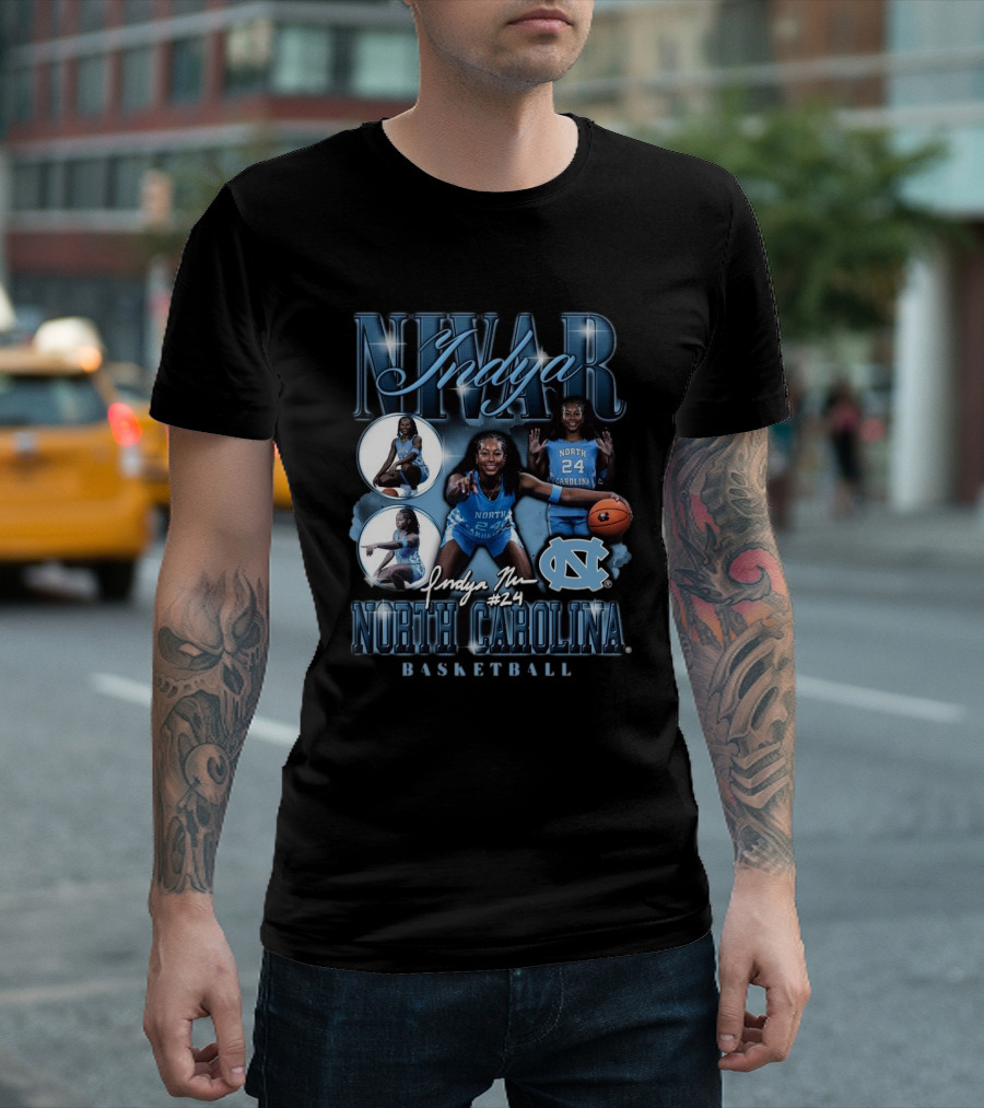 Indya Nivar #24 North Carolina Tar Heels Basketball T-Shirt