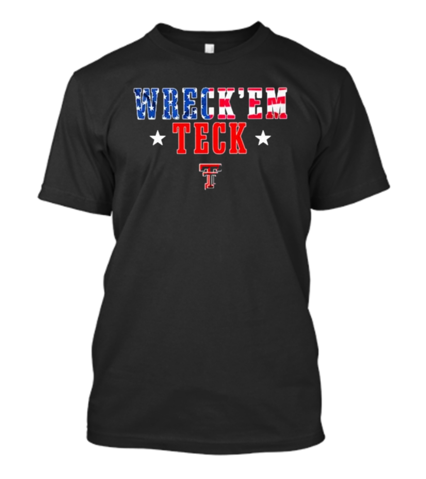 Wreck’em Texas Tech Red Raiders Patriotic Stars Stripes TT T-Shirt