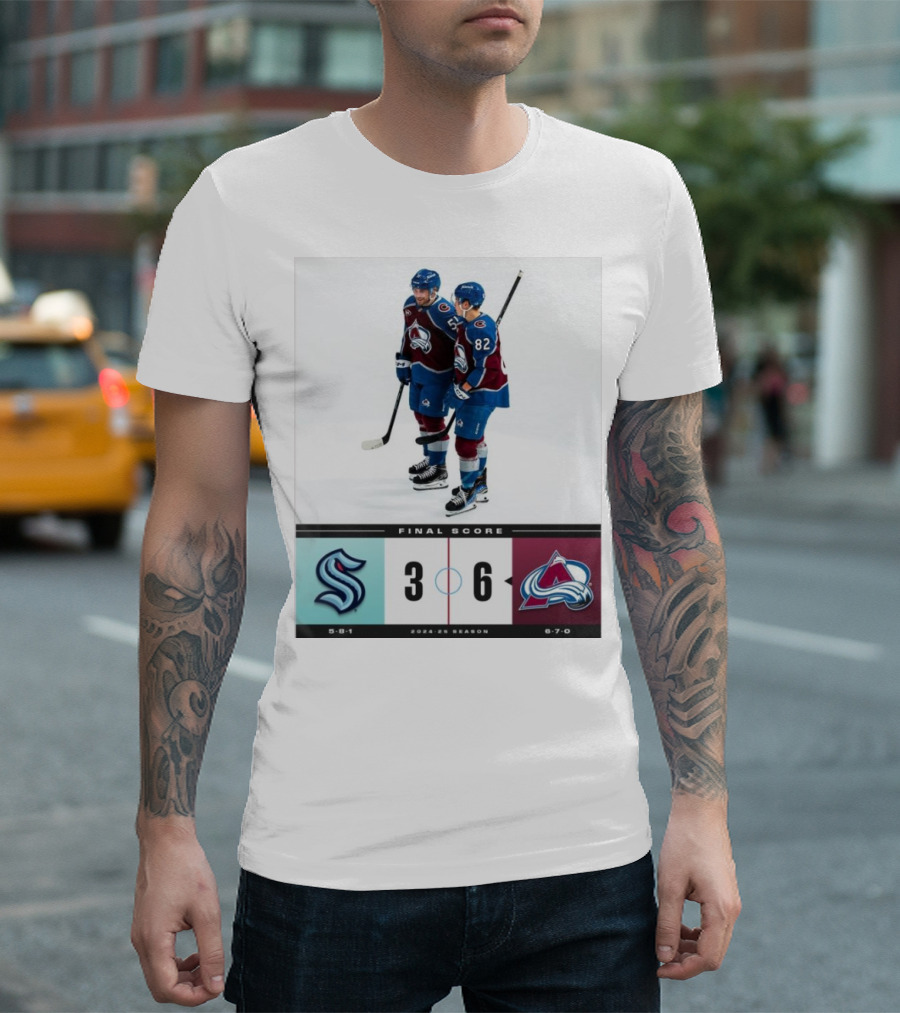 Seattle Kraken 3 Vs Colorado Avalanche 6 Final Score 2024-25 Season T-Shirt