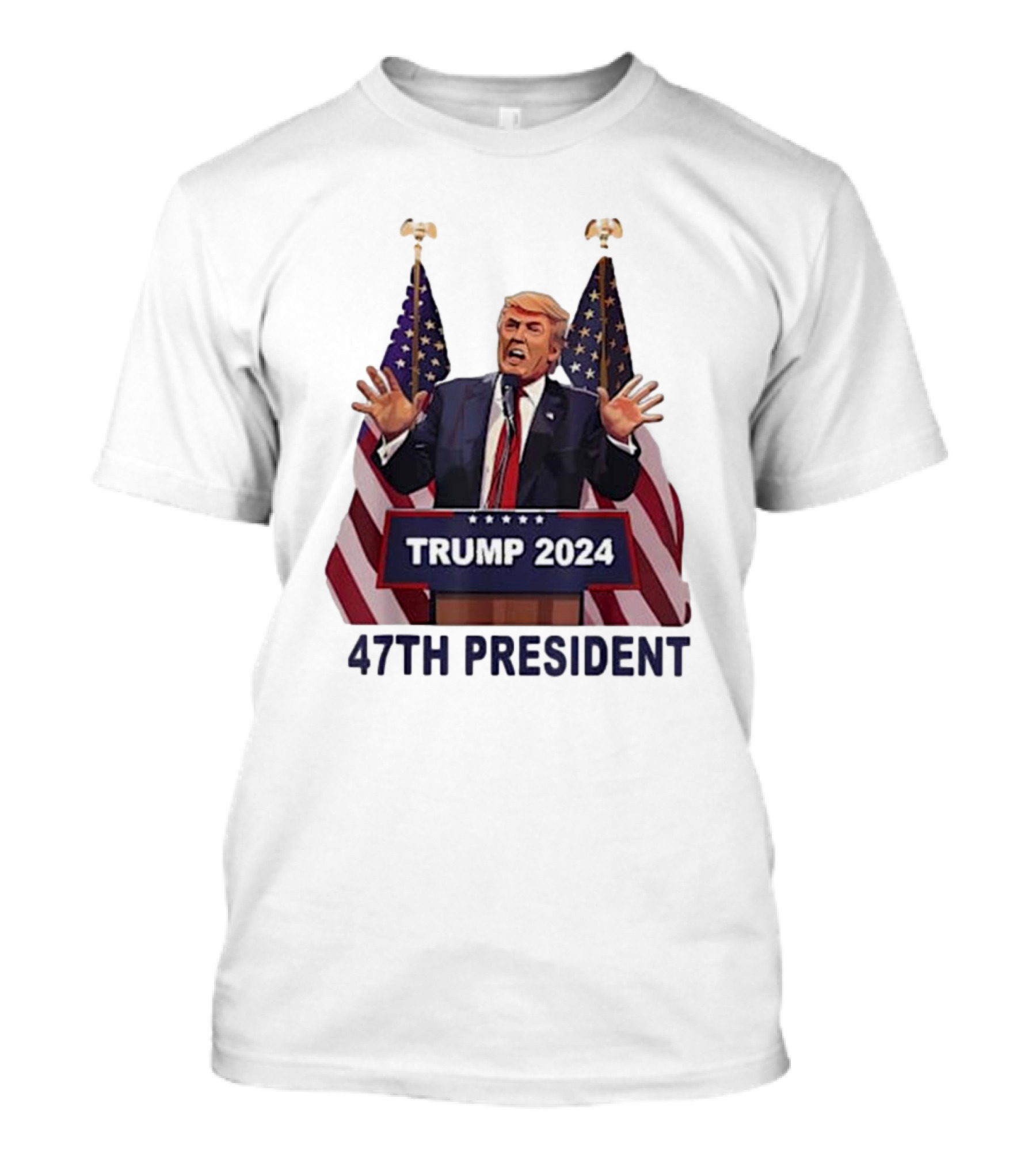 Trump 2024 47th President American Flags T-Shirt