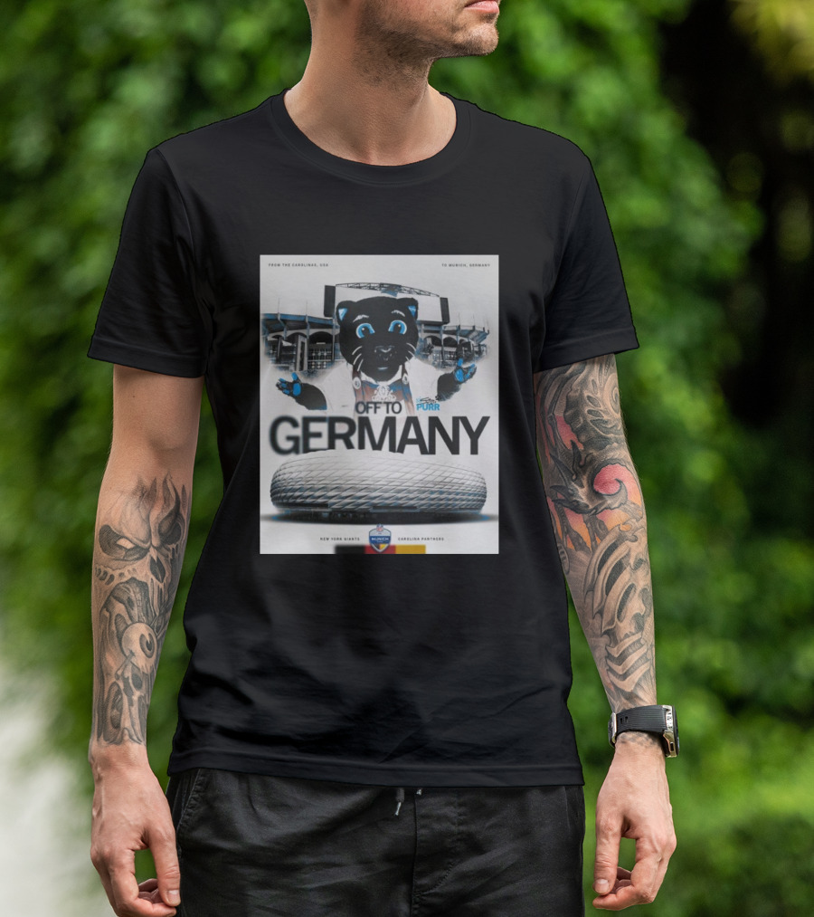 Carolina Panthers Mascot Off To Germany With New York Giants From The Carolinas To Munich Stadium T-Shirt