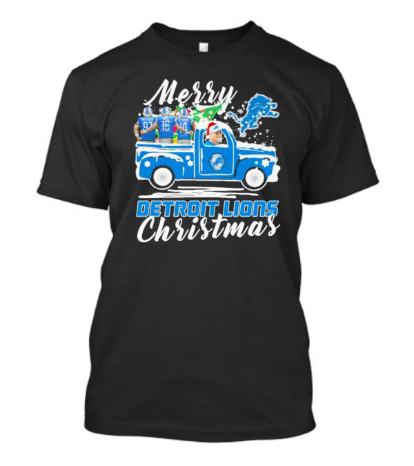 Merry Detroit Lions Christmas With David Montgomery Jared Goff Amon-Ra St. Brown T-Shirt