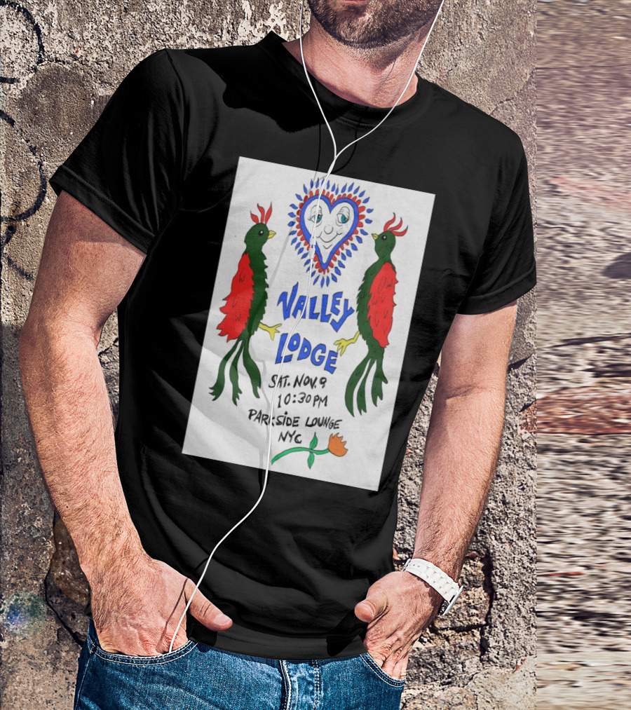 Valley Lodge Nov 9 2024 10:30 PM Parkside Lounge NYC Red Green Birds Heart T-Shirt