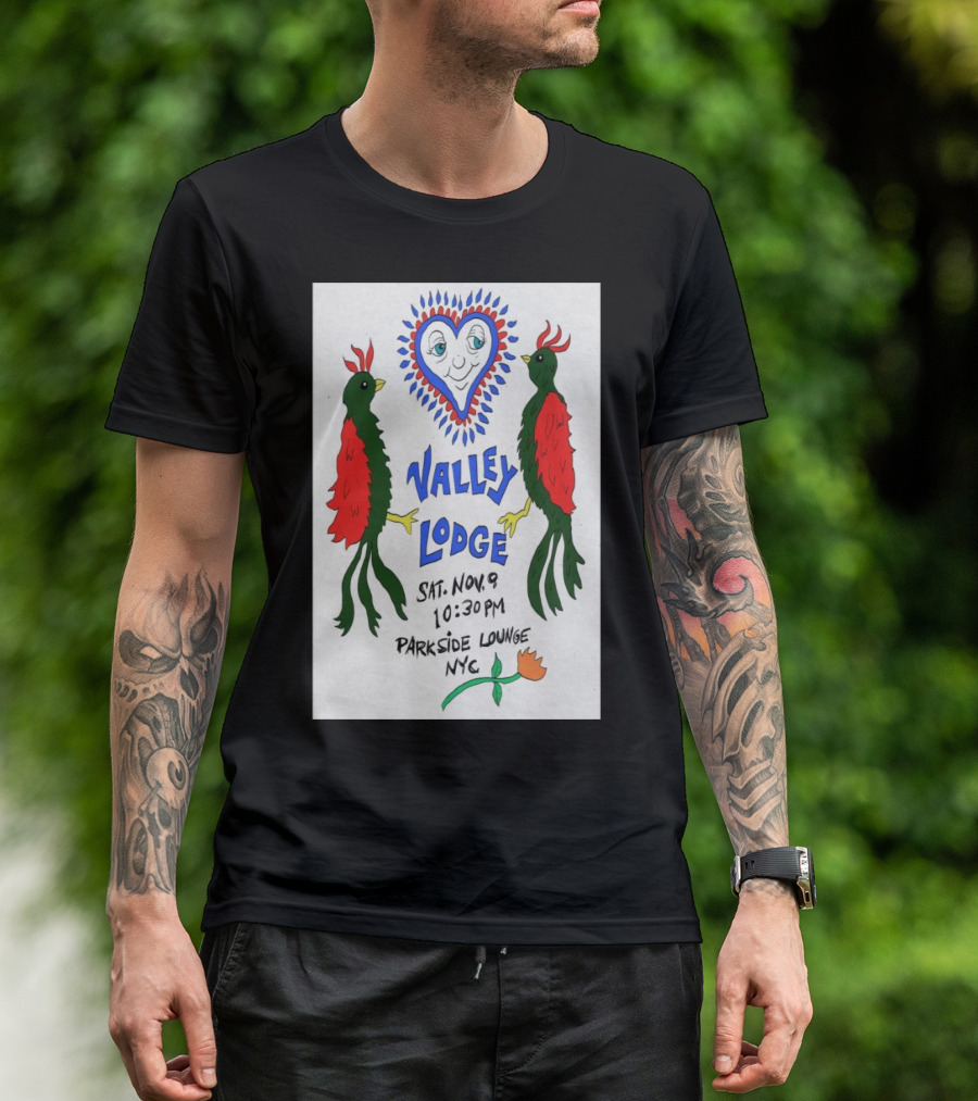 Valley Lodge Nov 9 2024 10:30 PM Parkside Lounge NYC Red Green Birds Heart T-Shirt