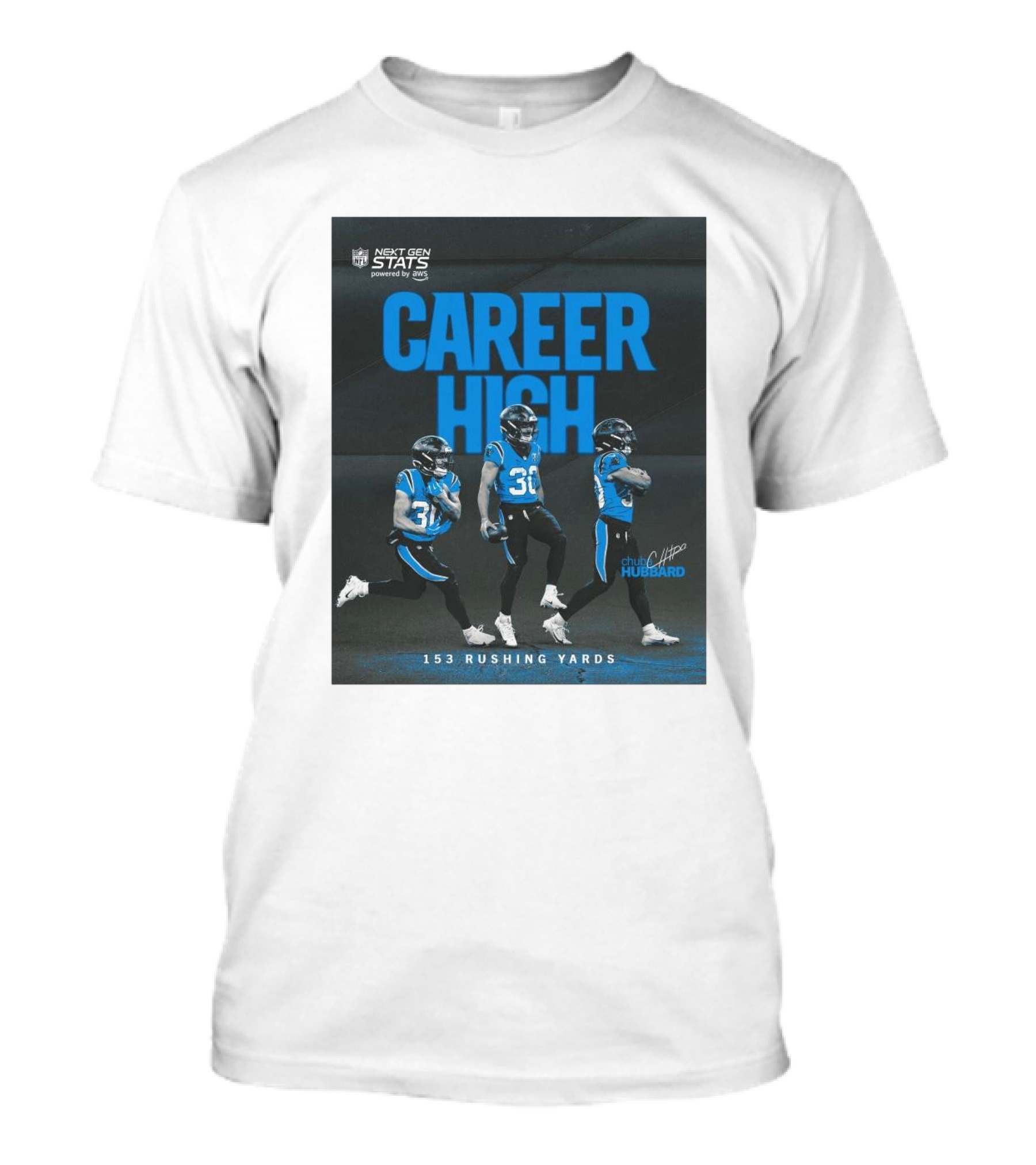 Next Gen Stats Carolina Panthers Chuba Hubbard Career High 153 Rushing Yards Signature T-Shirt