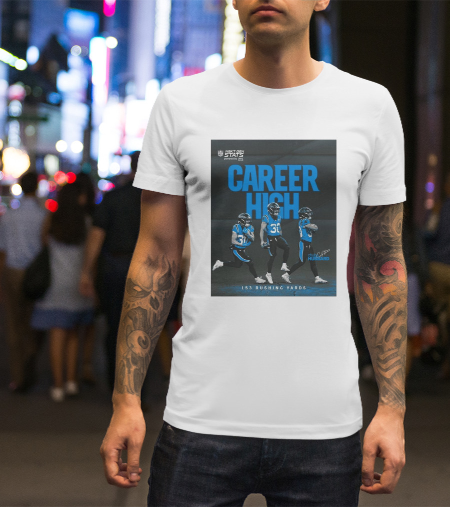 Next Gen Stats Carolina Panthers Chuba Hubbard Career High 153 Rushing Yards Signature T-Shirt