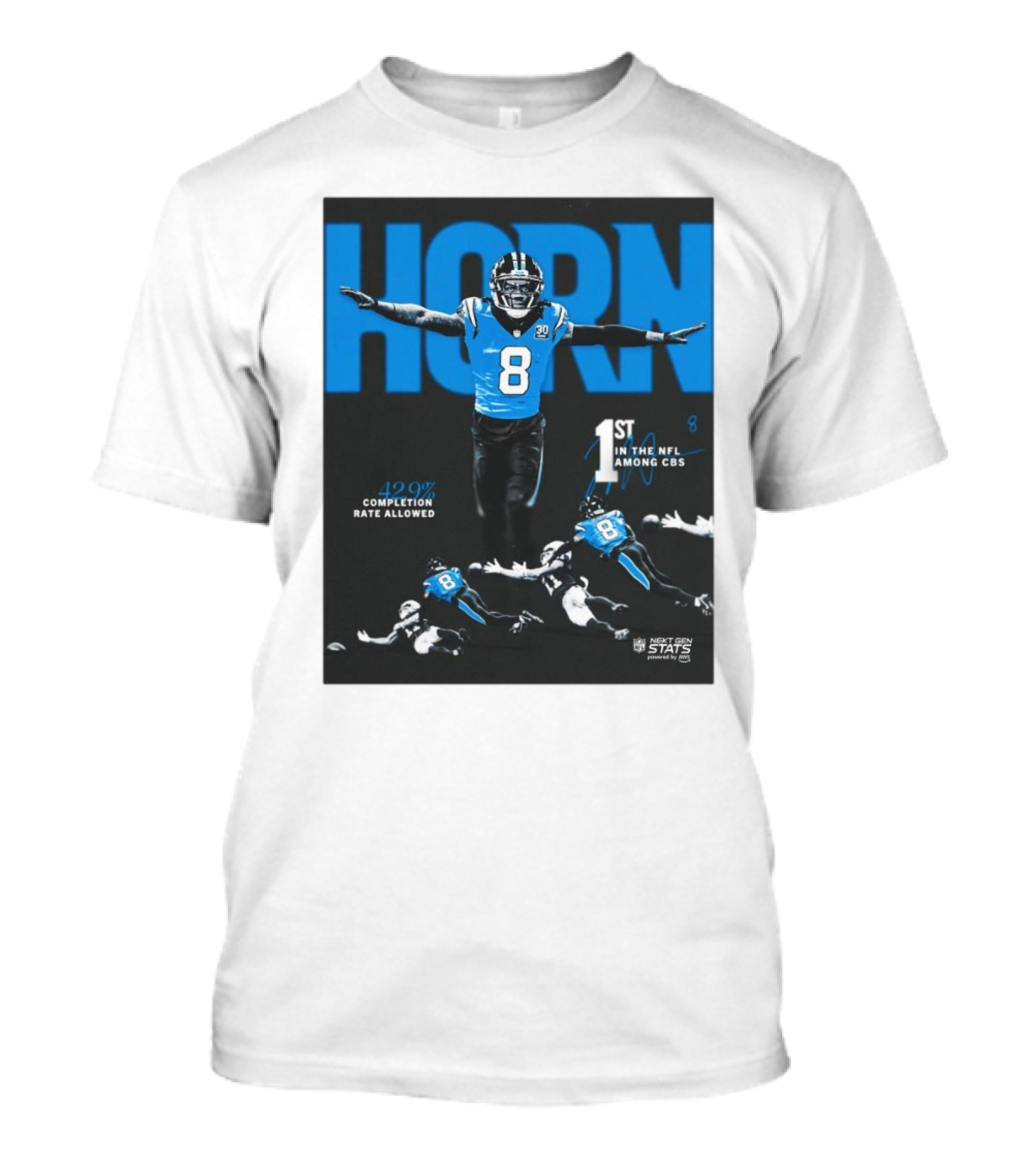 Carolina Panthers Jaycee Horn 1st In NFL Among CBs 42.0% Completion Rate Allowed T-Shirt