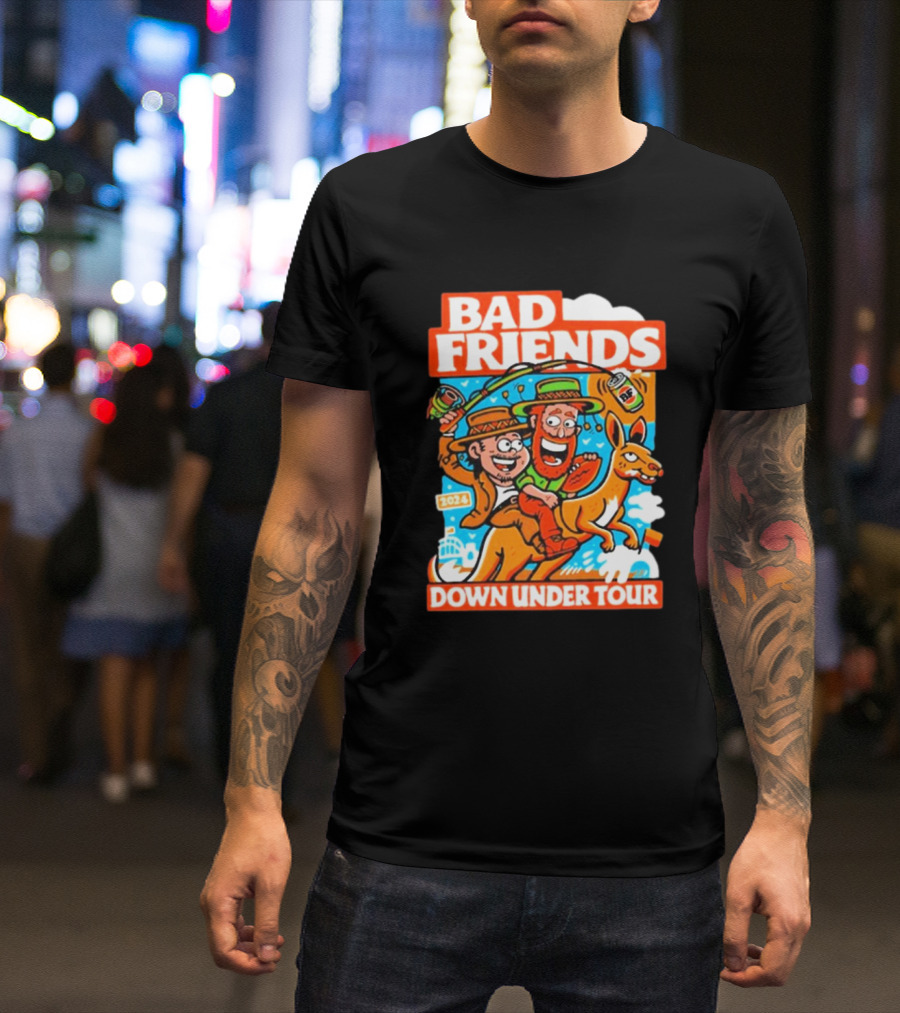 Bad Friends 2024 Down Under Tour Kangaroo Riding Adventure T-Shirt