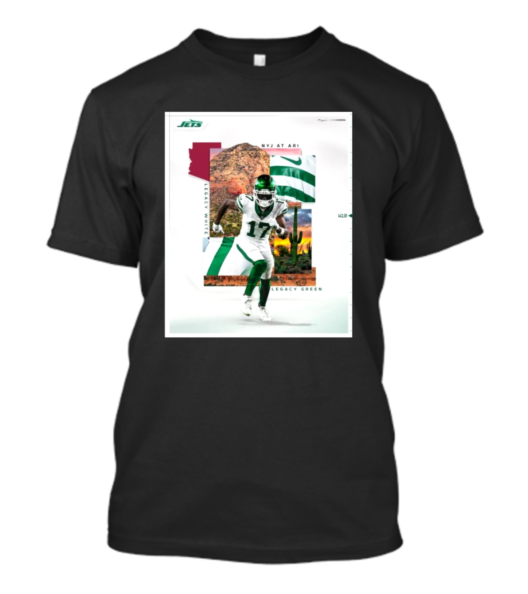 NYJ At ARI Legacy White Legacy Green Jets 17 NFL T-Shirt