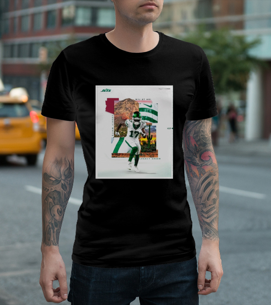 NYJ At ARI Legacy White Legacy Green Jets 17 NFL T-Shirt