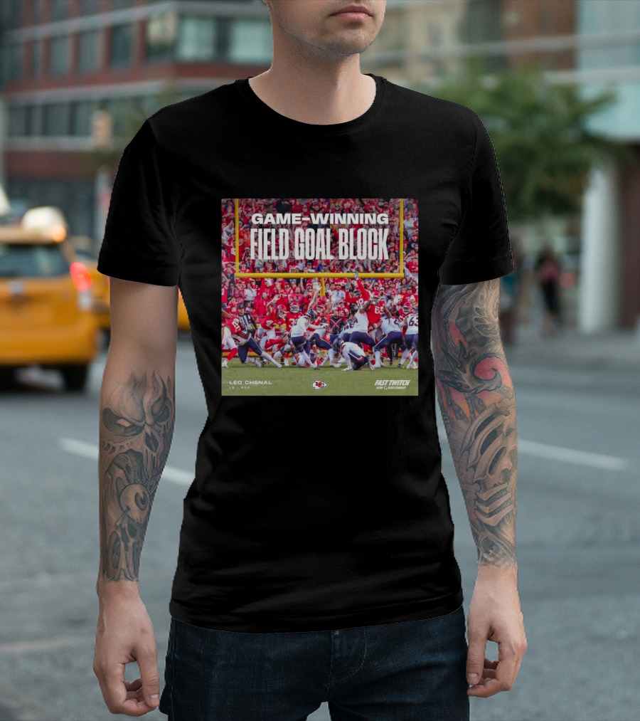 Game-Winning Field Goal Block Kansas City Chiefs Leo Chenal Fast Twitch NFL Partnership T-Shirt