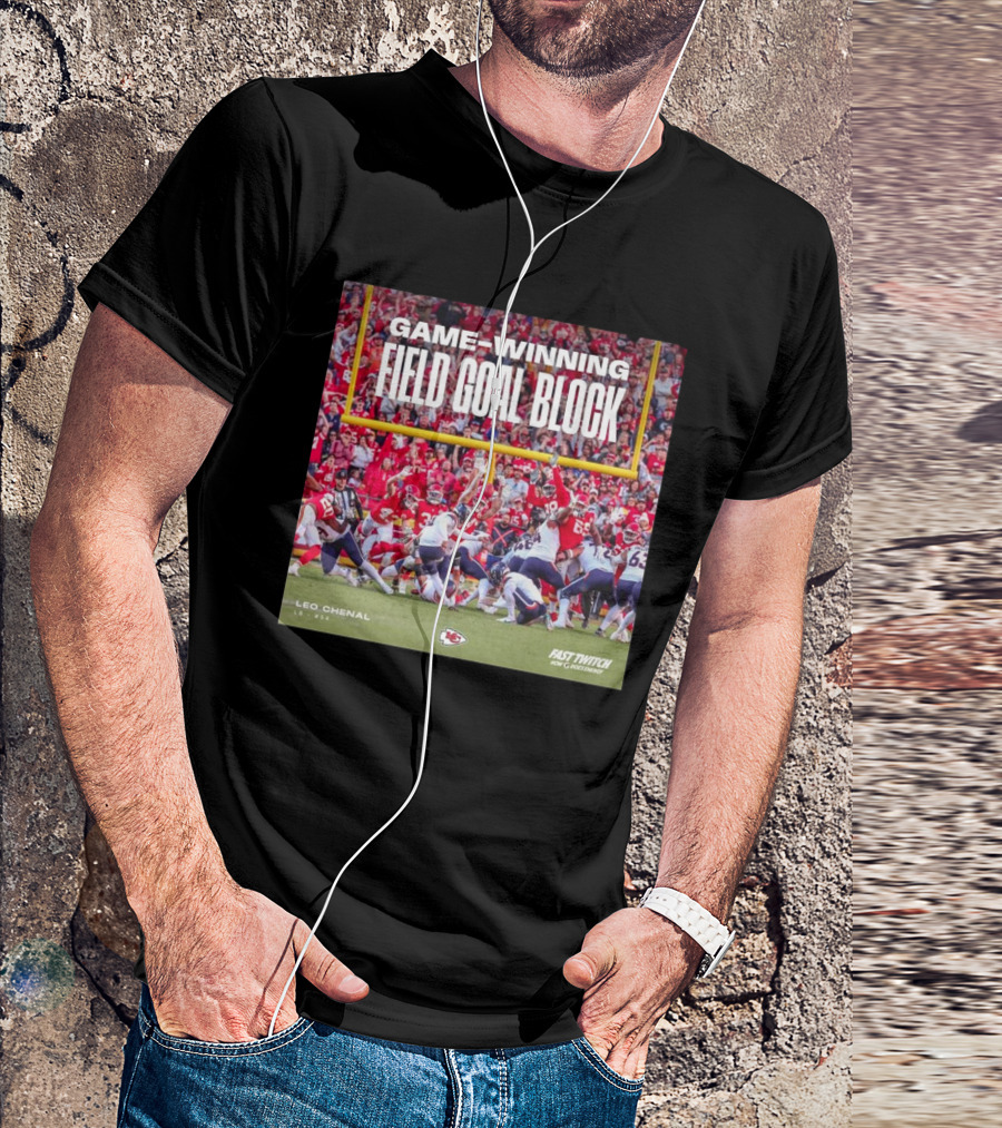 Game-Winning Field Goal Block Kansas City Chiefs Leo Chenal Fast Twitch NFL Partnership T-Shirt