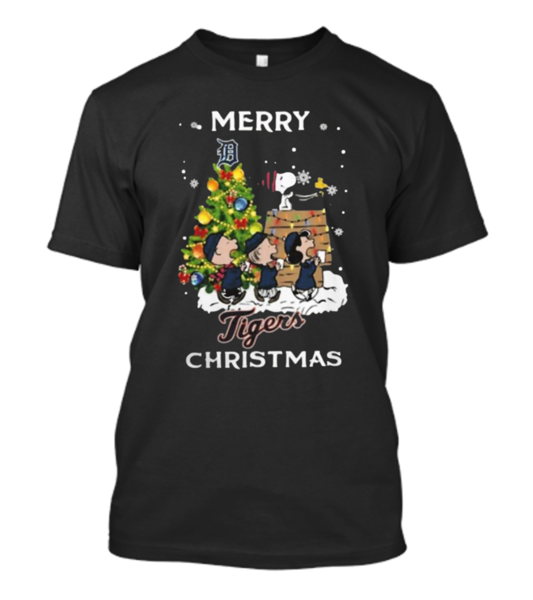 Merry Christmas 2024 Detroit Tigers Snoopy And Friends T-Shirt