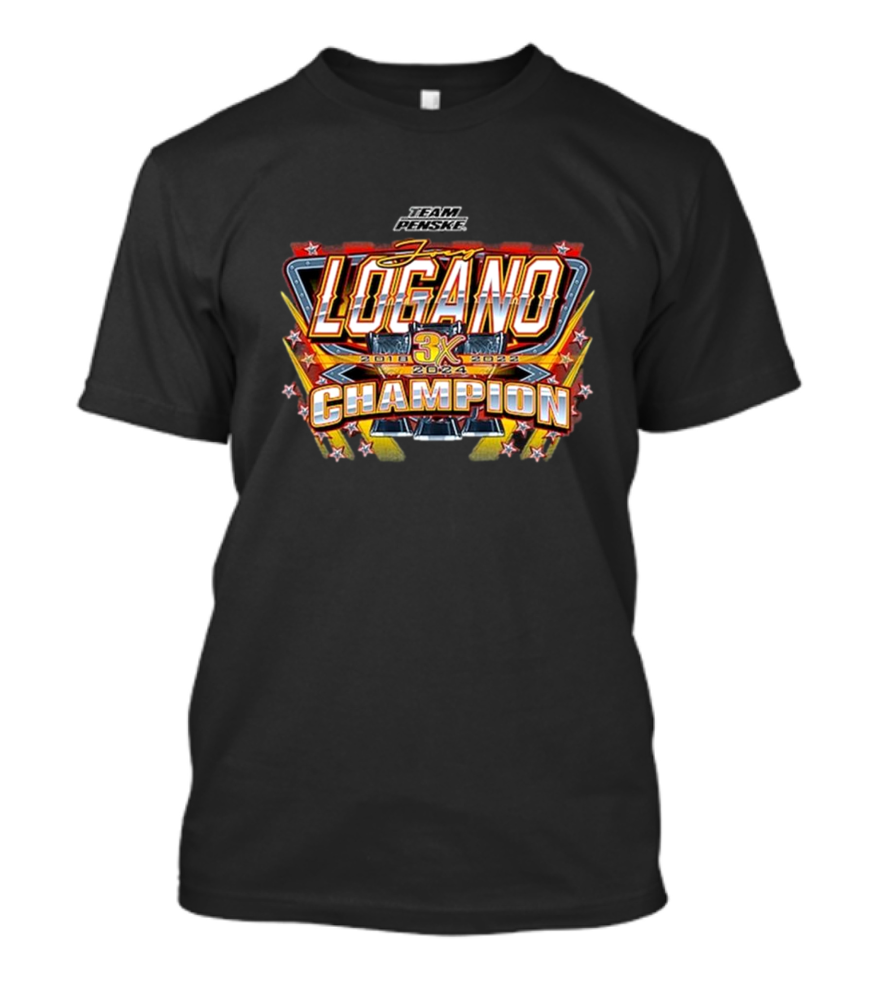 Joey Logano Team Penske 3X Champion 2018-2024 NASCAR Cup Series T-Shirt