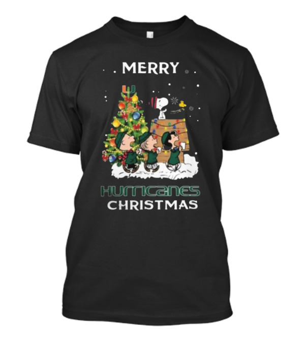 Miami Hurricanes Snoopy Friends Merry Christmas T-Shirt