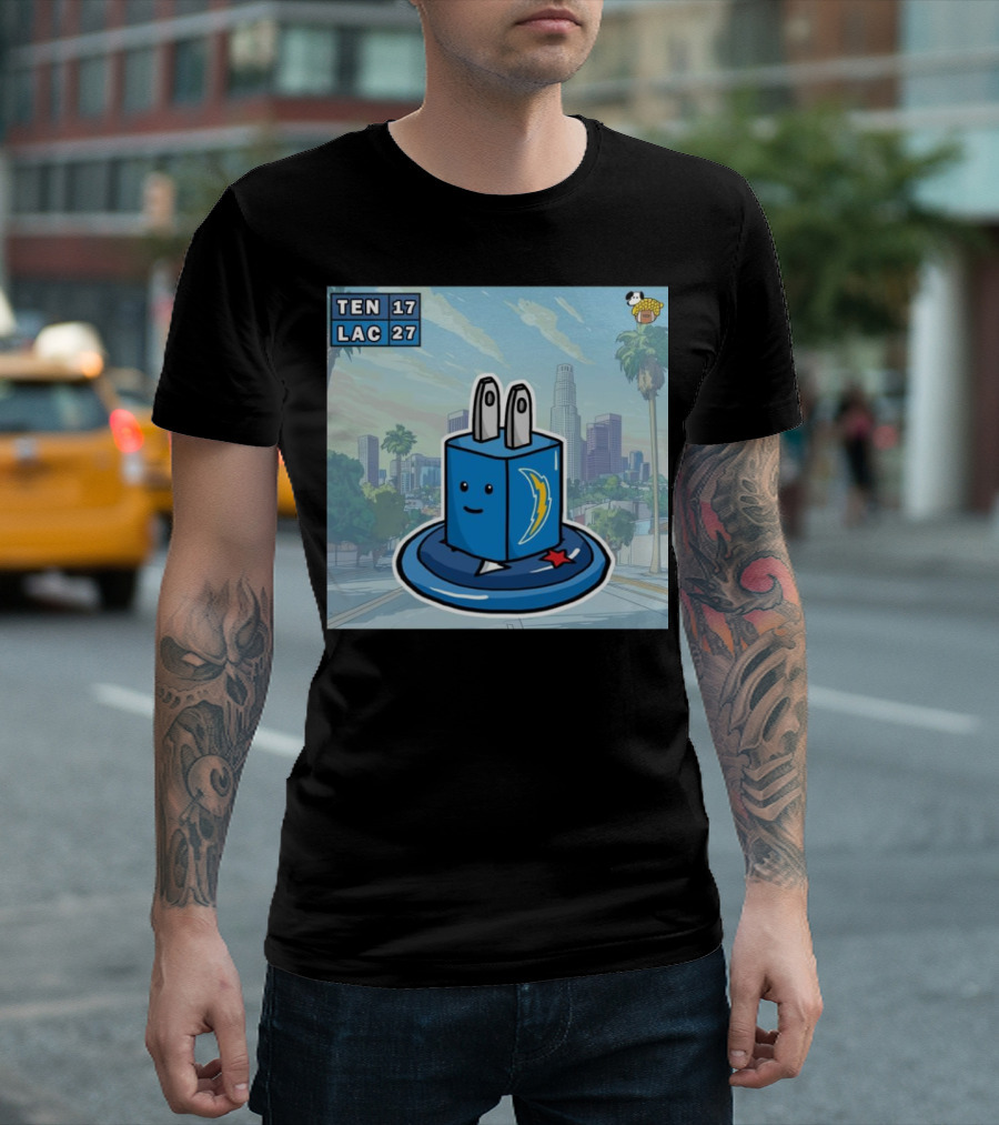 TEN 17 LAC 27 Los Angeles Chargers Plug Victory NFL Week 10 Titans T-Shirt