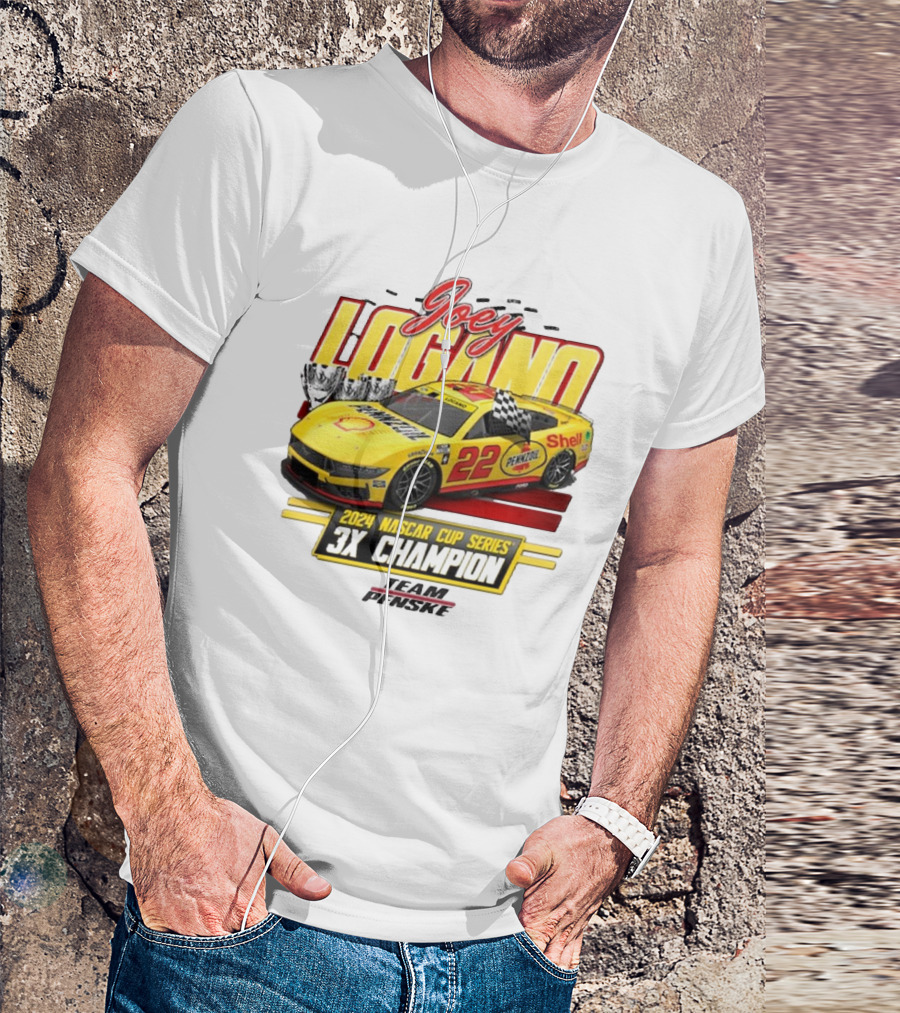 Joey Logano Team Penske 2024 NASCAR Cup Series 3X Champion Vintage Car T-Shirt