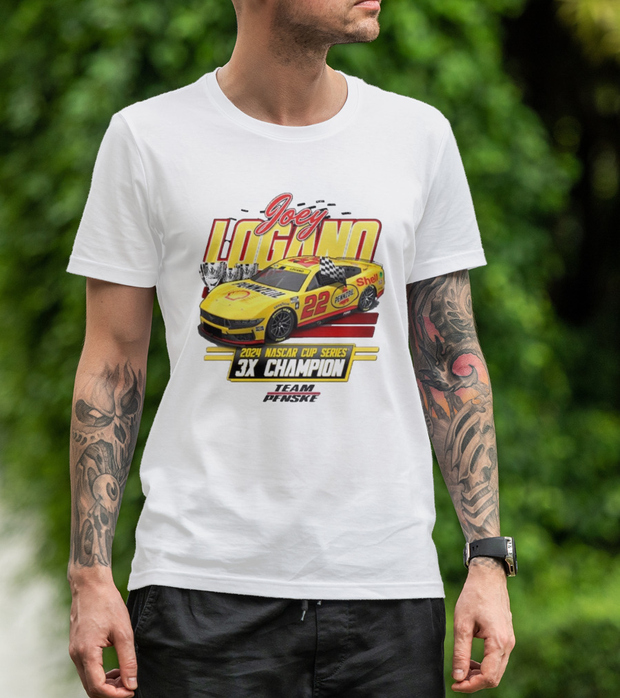Joey Logano Team Penske 2024 NASCAR Cup Series 3X Champion Vintage Car T-Shirt