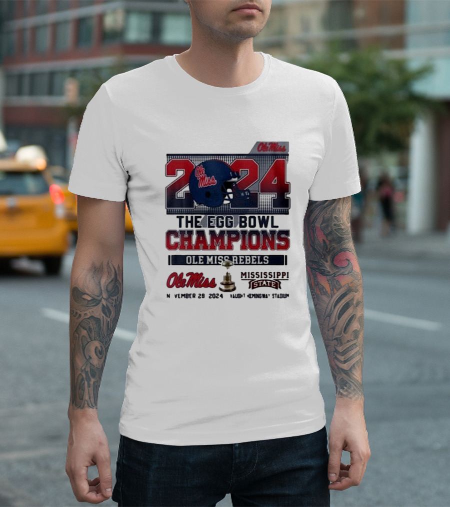 Ole Miss Rebels 2024 Egg Bowl Champions Mississippi State November 29 Vaught Hemingway Stadium T-Shirt