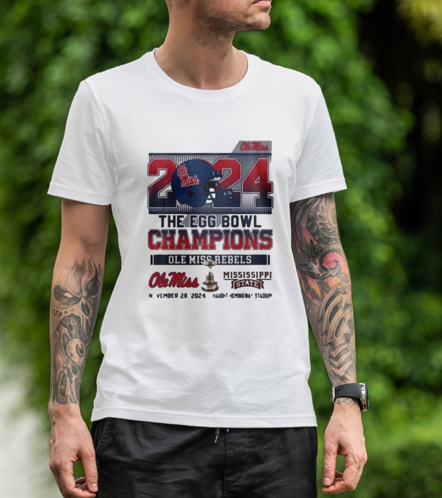 Ole Miss Rebels 2024 Egg Bowl Champions Mississippi State November 29 Vaught Hemingway Stadium T-Shirt